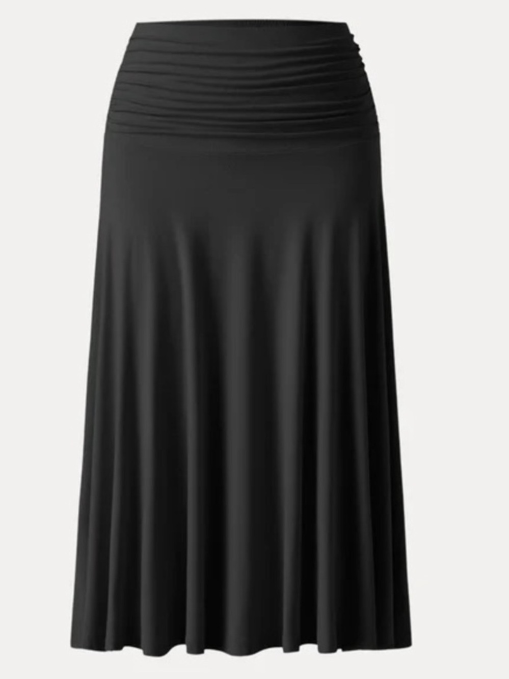 OGL Black Midi Skirt with Subtle Ruched Waist